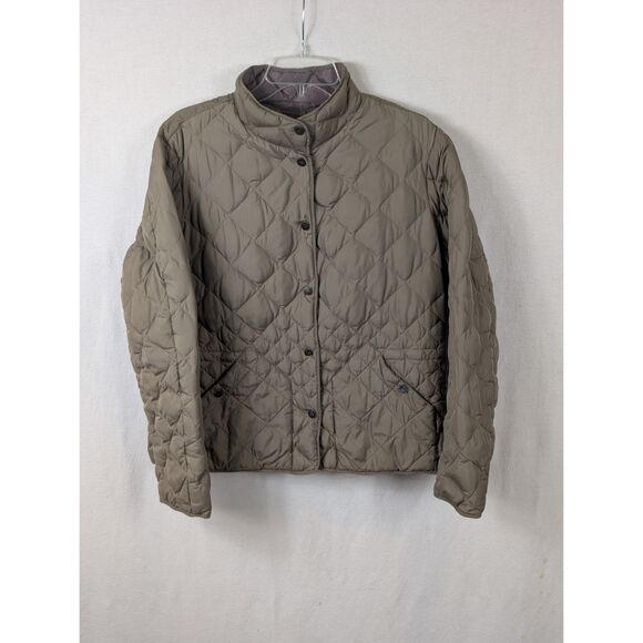 Eddie Bauer Quilted Goose Down Jacket Snap Button Brown Women's Size XL - Picture 1 of 16